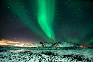 Nord Nordwegen Polarlichter Fjord