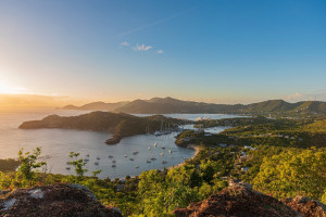 Aerial view from the scenic viewpoint of English Harbourin Antigua and Barbuda